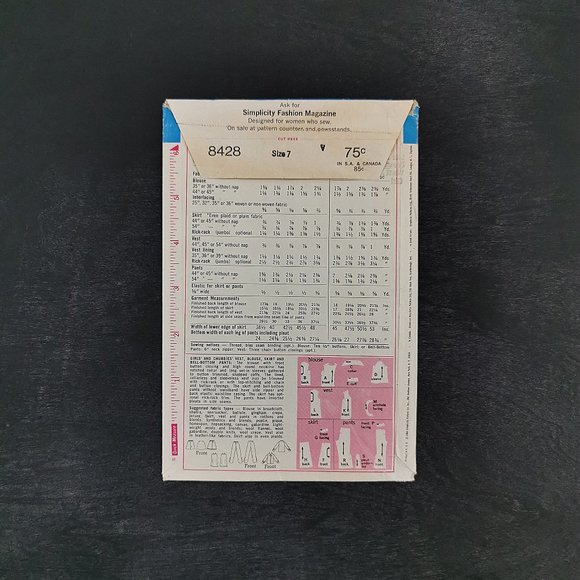 60s Simplicity Sewing Pattern 8428 Girls Vest Blouse Skirt Bell Bottoms Size 7 - Picture 3 of 6